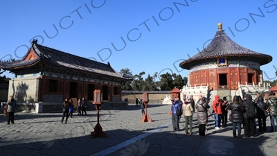 Imperial Vault of Heaven (Huang Qiong Yu), West Annex Hall and Echo Wall (Hui Yin Bi) in the Temple of Heaven (Tiantan) in Beijing