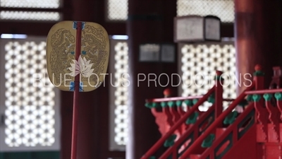 Dragon Decorated Fan in Geunjeong Hall (Geunjeongjeon) at Gyeongbok Palace (Gyeongbokgung) in Seoul