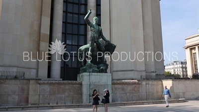 'Hercules Tames a Bison' (Hercules Domptant un Bison) Sculpture by Albert Pommier on the Trocadero Esplanade (Esplanade du Trocadero) in Paris