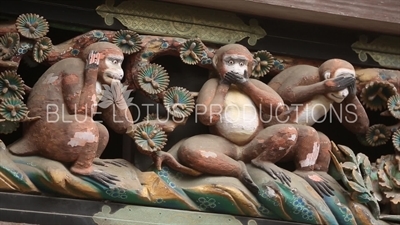 Three Wise Monkeys (Sanzaru) "Hear no Evil, Speak no Evil, See no Evil" Panel at Toshogu Shrine in Nikko