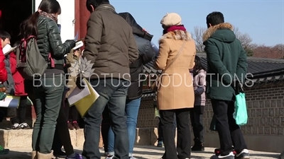 Tour Group outside Seonjeong Hall (Seonjeongjeon) at Changdeok Palace (Changdeokgung) in Seoul