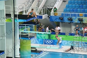 Divers Warming Up in the Beijing National Aquatics Centre/Water Cube (Guojia Youyong Zhongxin/Shuili Fang) in the Olympic Park in Beijing