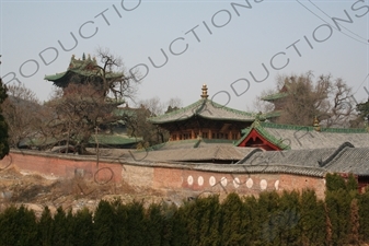 Bell Tower, Chuipu Hall and the Drum Tower at the Shaolin Temple in Dengfeng