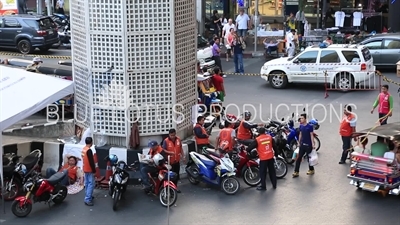 Motorcycle Taxis in front of Siam BTS Station in Bangkok