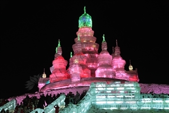 Ice Sculpture of St. Basil's Cathedral at the Harbin Ice and Snow Festival in Harbin