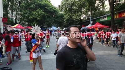 Football Fans outside Yuexiushan Stadium (Yuexiushan Tiyuchang) on Derby Day in Guangzhou