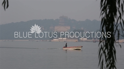 Boats on Kunming Lake (Kunming Hu) in the Summer Palace in Beijing