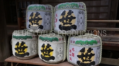 Sake Barrels at Arakura Sengen Shrine in Fujiyoshida