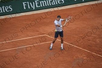 Roger Federer on Philippe Chatrier Court at the French Open/Roland Garros in Paris