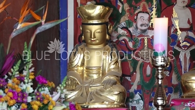 Altar in Palsang Hall (Palsangjeon) at Beomeosa Temple in Busan