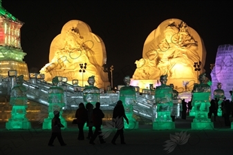 Ice and Snow Sculptures at the Harbin Ice and Snow Festival in Harbin