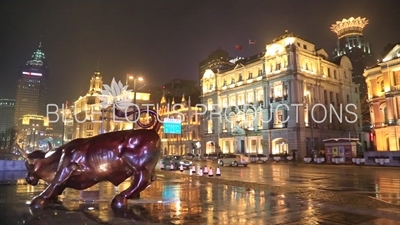 'Bull' Sculpture on the Bund (Waitan) in Shanghai