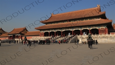 Gate of Supreme Harmony (Taihe Men) and Gate of Correct Conduct (Zhendu Men) in the Forbidden City in Beijing