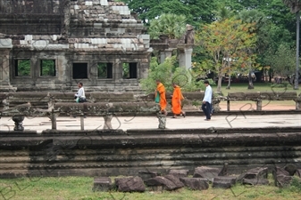 Monks Walking in Angkor Wat