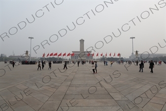 Monument to the People's Heroes and the Chairman Mao Memorial Hall/Mao's Mausoleum in Tiananmen Square in Beijing