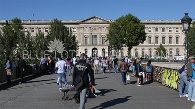 Pont des Arts and Louvre Palace (Palais du Louvre) in Paris