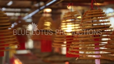 Incense Burning in Man Mo Temple on Hong Kong Island