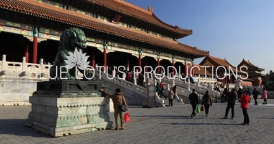 Guardian Lion outside the Gate of Supreme Harmony (Taihe Men) in the Forbidden City in Beijing