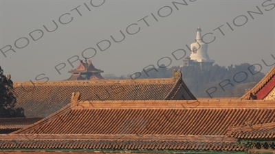 Imperial Roofs/Rooves and Beihai Park Stupa in the Forbidden City in Beijing