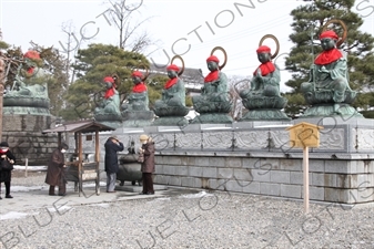 Six Jizo (Roku Jizo) Bohisattva Statues and Nure Botoke Statue in Zenko-ji in Nagano