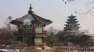 Hyangwon Pavilion (Hyangwonjeong) and Pagoda at Gyeongbok Palace (Gyeongbokgung) in Seoul