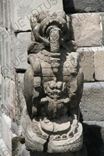 Statue on a Building at Prambanan Temple Compound near Yogyakarta