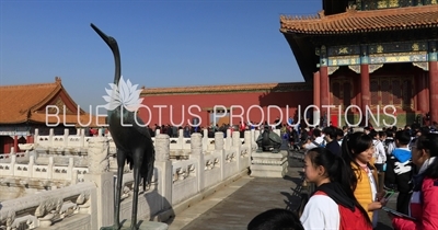 Crane and Turtle/Tortoise/Bixi Statues in front of the Hall of Supreme Harmony (Taihe Dian) in the Forbidden City in Beijing