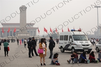 Police Van in Tiananmen Square in Beijing