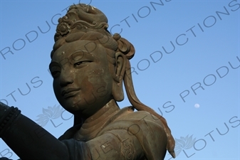 'Offering of the Six Devas' Statues in front of the Big Buddha (Tiantan Da Fo) Statue on Lantau in Hong Kong