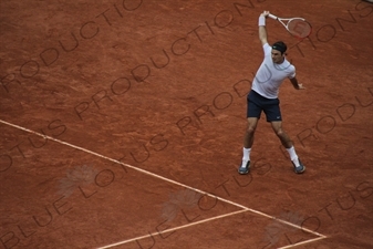 Roger Federer on Philippe Chatrier Court at the French Open/Roland Garros in Paris