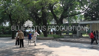 People Playing Shuttlecock (Jianzi/Ti Jianzi/Jianqiu) in a Park in Guangzhou