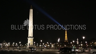 Eiffel Tower (Tour Eiffel) and the Luxor Obelisk (Obélisque de Louxor) in Place de la Concorde in Paris