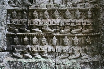 Wall Sculpture at Ta Prohm in Angkor