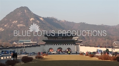 Gwanghwa Gate (Gwanghwamun) and Bugak Mountain (Bugaksan) in Seoul