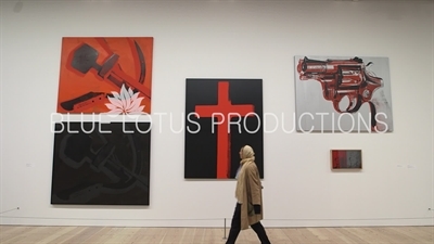 'Hammer and Sickle,' 'Cross,' 'Gun' and 'Self Portrait with Skull' on Display in the 'Andy Warhol - From A to B and Back Again' Exhibition at the Whitney in New York City