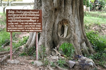 The 'Magic Tree' at the Choeung Ek Killing Fields near Phnom Penh