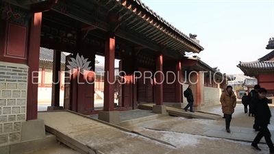 Gate behind Gangnyeong Hall (Gangnyeongjeon) at Gyeongbok Palace (Gyeongbokgung) in Seoul