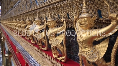 Garuda and Naga Carvings on the Exterior of Ubosot at the Emerald Temple/Chapel (Wat Phra Kaew) at the Grand Palace (Phra Borom Maha Ratcha Wang) in Bangkok