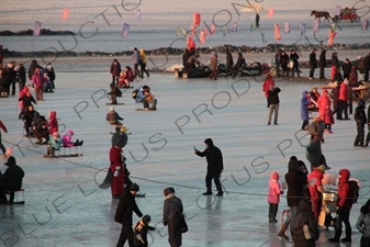 People on the Songhua River in Harbin