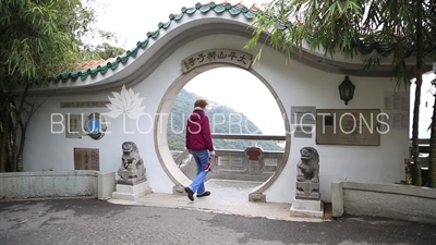 Taiping Shan Lions Viewpoint Pavilion at the top of Victoria Peak in Hong Kong