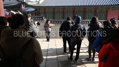 Tour Group outside Seonjeong Hall (Seonjeongjeon) at Changdeok Palace (Changdeokgung) in Seoul