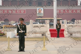 Portrait of Chairman Mao above the Gate of Heavenly Peace (Tiananmen) in Tiananmen Square in Beijing