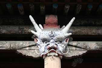 Demon Carving on a Building at the Yungang Grottoes (Yungang Shiku) near Datong in Shanxi Province