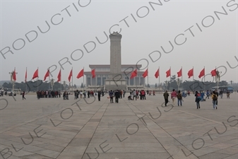 Monument to the People's Heroes and Chairman Mao Memorial Hall/Mao's Mausoleum in Tiananmen Square in Beijing