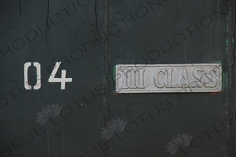 'Third Class' Metal Plate on the side of a Vintage Steam Engine going from Asmara to Massawa