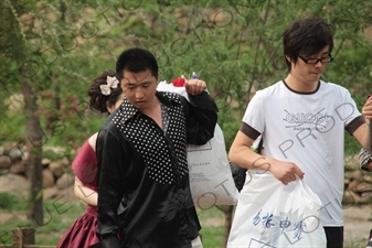 Wedding Party Taking Photos at the Huanghua Cheng Section of the Great Wall of China (Wanli Changcheng) near Beijing