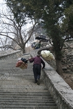 Porters Carrying Loads on Mount Tai (Tai Shan) in Shandong Province