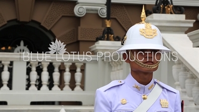 Royal Guard at the Entrance of Phra Thinang Chakri Maha Prasat at the Grand Palace (Phra Borom Maha Ratcha Wang) in Bangkok