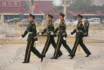 Soldiers Marching in Tiananmen Square in Beijing