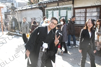 Man in Traditional Japanese Dress at Zenko-ji in Nagano